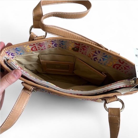 NEW Giani Bernini Rainbow Mulitcolor Logo Tote Bag Snap Closure Double Straps - Picture 6 of 8
